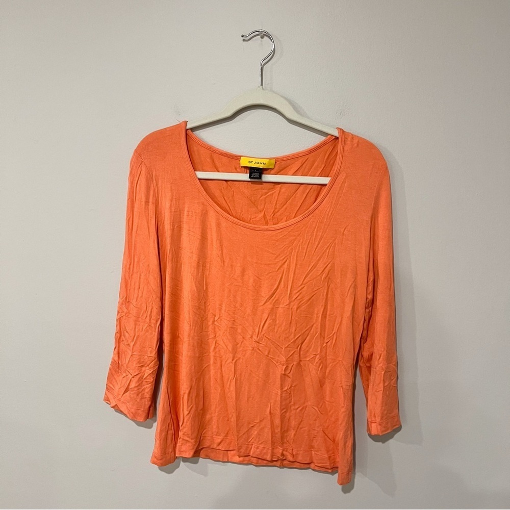 St John Coral Pink Grapefruit Long Sleeve Top